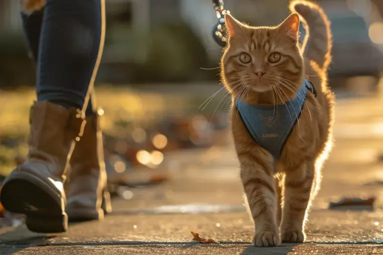 Secure cat harness with leash